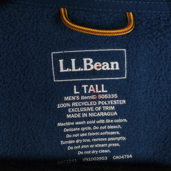 LL Bean Blue Polyester Zip-up Sweater Fleece Vest Size L Tall - Picture 8 of 9